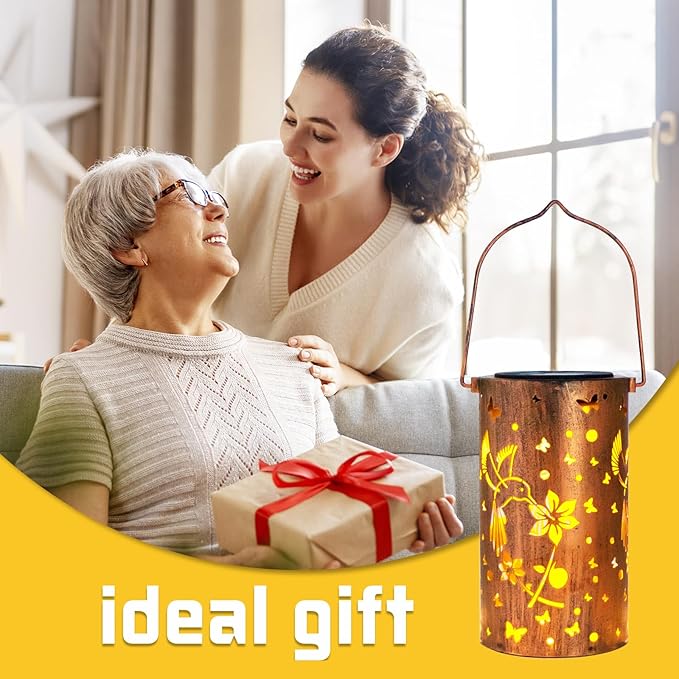 Solar Lanterns Outdoor Waterproof Hummingbirds Birthday Gifts for Women Mom Grandma Garden Decor Metal Hanging LED Decorative Light for Patio Yard Lawn Backyard Front Porch Gardening Gifts DIBIEECN