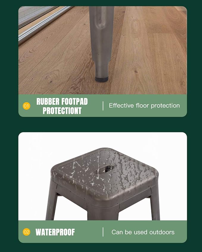 FDW Metal Bar Stools Set of 4 Counter Height Bar Stools 24 Inches Industrial Bar Chairs Patio Stool Stackable Backless Stool Indoor Outdoor Metal Kitchen Stools Bar Chairs (Bronze, 30") FDW