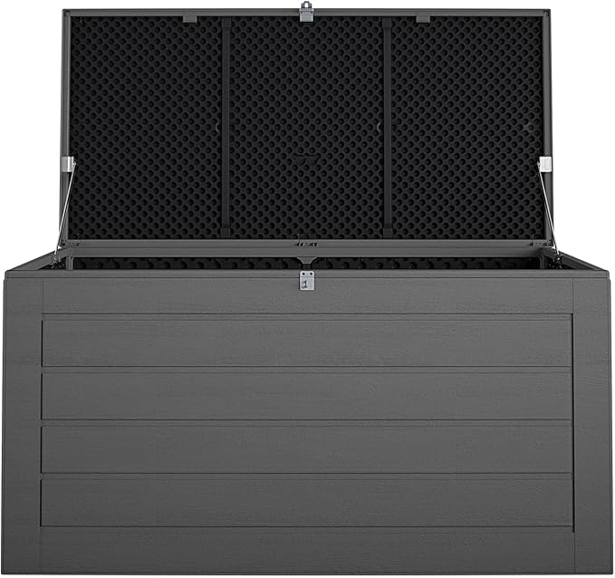Cosco Outdoor Living 88180BGY1E Cosco Outdoor Patio Storage, Extra Large, 180 Gallons, Charcoal Deck Box, Black/Gray CoscoProducts