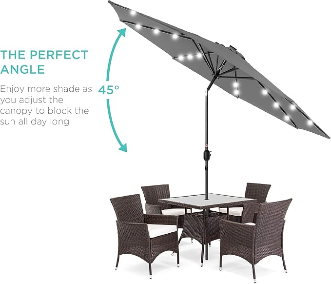 Best Choice Products 10ft Solar Polyester LED Lighted Patio Umbrella w/Tilt Adjustment and UV-Resistant Fabric BestChoiceProducts