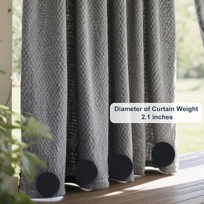 2LB Heavy Duty Outdoor Curtain Weights, Strong Magnetic Gazebo Curtain Weights, Rubber Covered Waterproof Drapery Weight, Prevent Curtain Liner from Blowing Around, Black, 4 Pairs LEVOSHUA