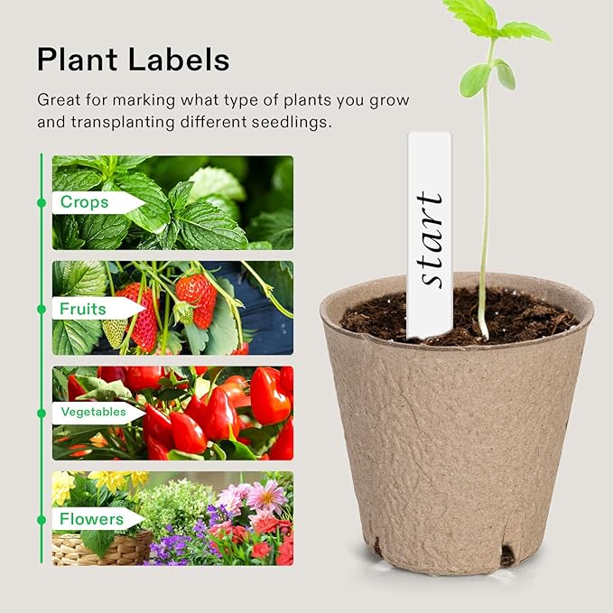 VIVOSUN Peat Pots, 120 Packs 3.15-Inch Seed Starting Pots with Drainage Holes, Round Nursery Pot, 20 Plant Labels for Flowers, Plants, Vegetables, 120Pcs VIVOSUN