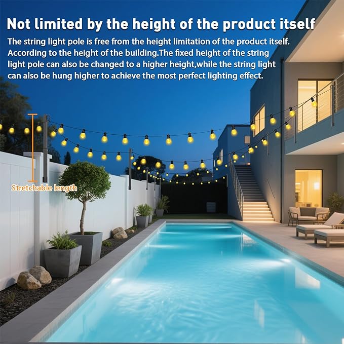6 Pack String Light Poles,2.8Ft Light Poles for Outside String Lights,Outdoor Lights Pole with Fork,Metal Poles Stand for Patio Deck Backyard Mutovlin