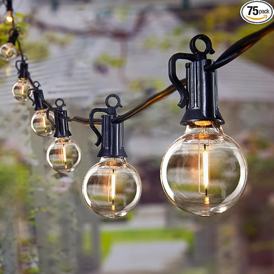 Brightown LED Outdoor String Lights - 150FT Patio Lights with 75 Shatterproof Clear Dimmable Edison Bulbs, Waterproof Connectable Hanging Light for Outside Backyard Porch Party Christmas Decoration Brightown