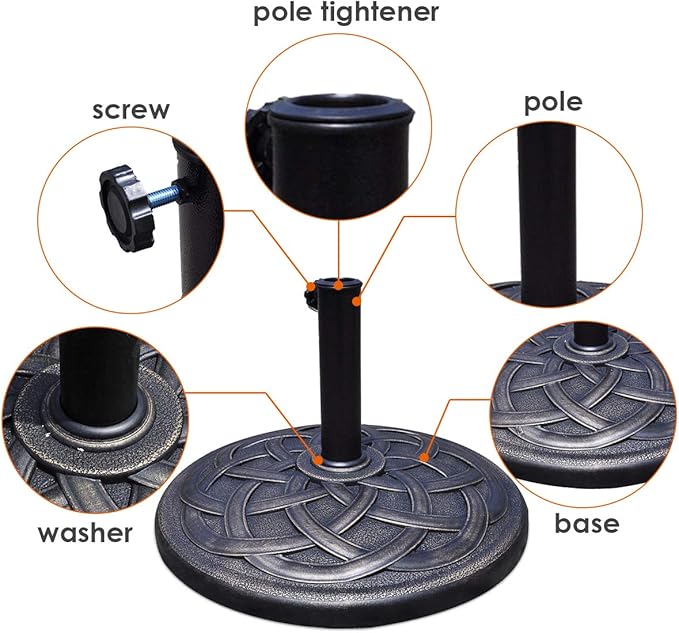 Giantex 43lbs Patio Market Umbrella Base, Heavy Duty Outdoor Stand, Cast Iron Umbrella Holder for Garden Beach, Classic Round Umbrella Standing Deck Porch Giantex