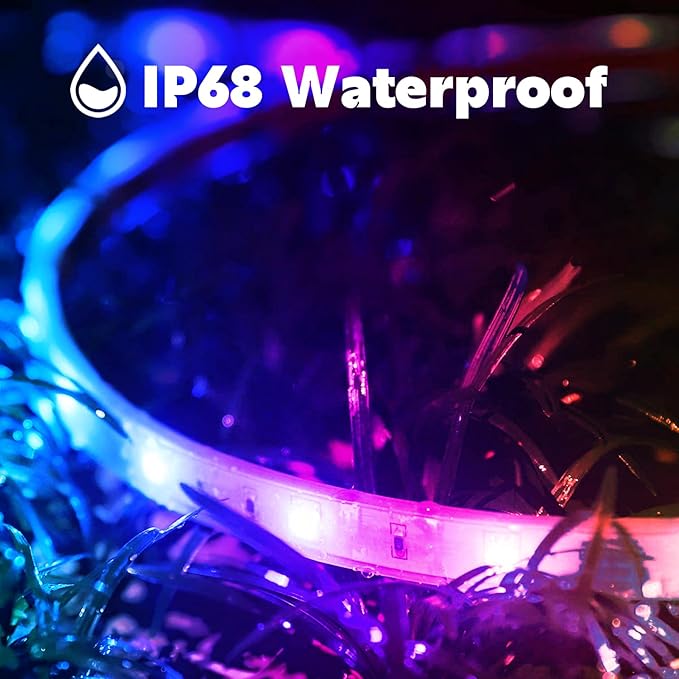 FBZ 100Ft Outdoor Waterproof LED Strip Lights,Music Sync RGB IP65 Led Lights with App Control and Remote,Color Changing Waterproof Led Rope Lights for Outdoor,Balcony,Roof,Garden,Stairs Party Rootora