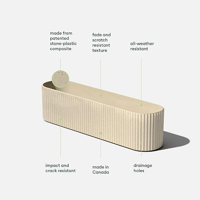 Veradek Demi Series Window Box Planter - Long Planter Box for Windowsill/Balcony | Durable Plastic-Stone Composite Material | Modern Décor for Flowers/Herbs VeradekOutdoor