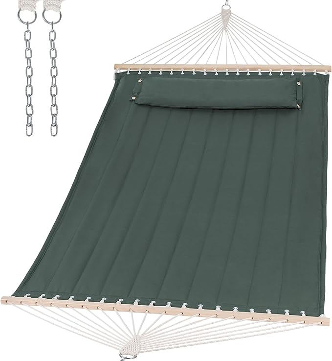 SUNCREAT Hammocks Replacement Hammock for Stand, 475 lbs Capacity, Two Person Backyard Hammock for Outside, Green Gray SUNCREAT