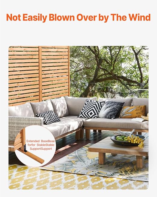 VEVOR Wooden Privacy Screen,36" W x 73" H Outdoor Privacy Screen, Freestanding Wood Privacy Panel with Stand,Outdoor Divider for Balcony Patio Lawn Garden VEVOR