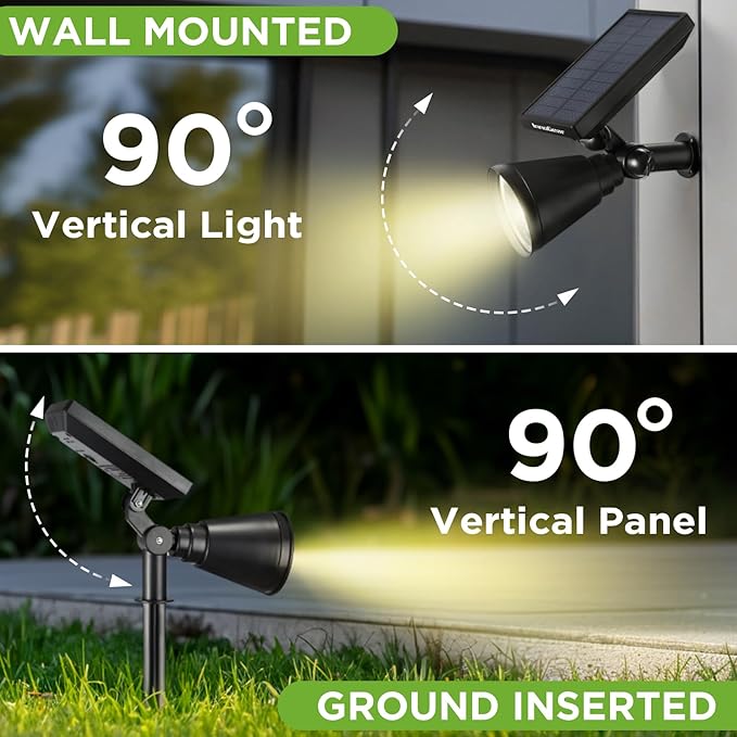 InnoGear Solar Lights Outdoor Waterproof Solar Garden Light for Outside Yard Landscape Lighting Pathway Spot Lights Spotlight Wall Light Auto On/Off, Pack of 4 (Warm White) InnoGear