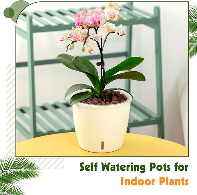 8-Pack 5 Inch Self Watering Pots, Indoor Planter with Indicator, Transparent Wick Pot for Orchids, Small African Violet Pot, for Plants KvyusFlourish