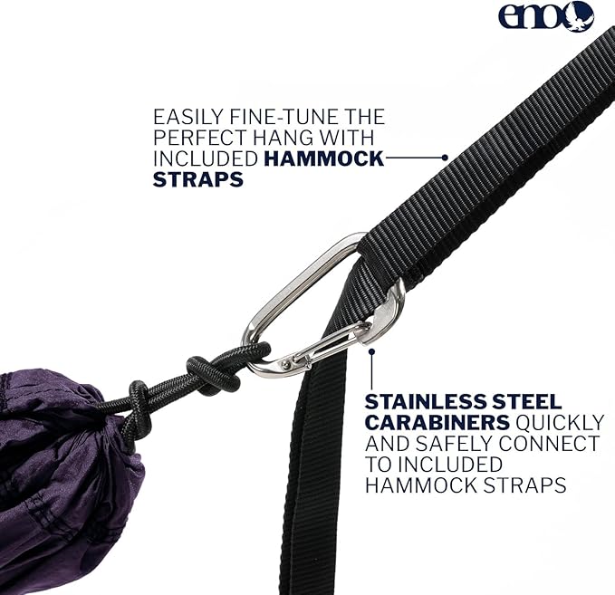 ENO TravelNest Hammock & Straps Combo - Portable Hiking and Camping Hammock with Straps Included - Travel Hammock for Camping, Hiking, Backpacking, a Festival, or The Beach + Straps Combo - Plum EaglesNestOutfitters