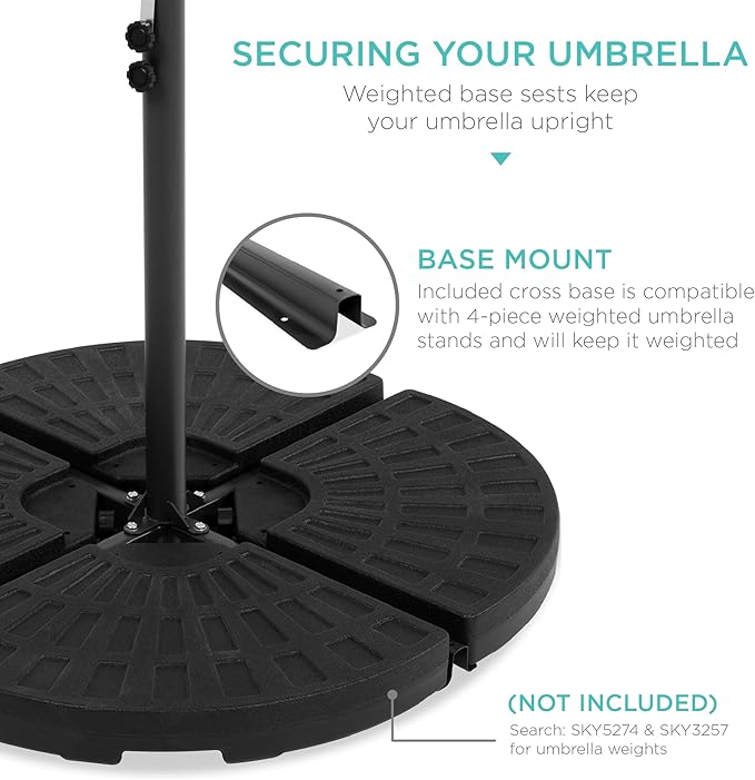 Best Choice Products 10ft Offset Cantilever Hanging Market Patio Umbrella, 8 Sturdy Ribs, Easy Adjustment - Cerulean BestChoiceProducts