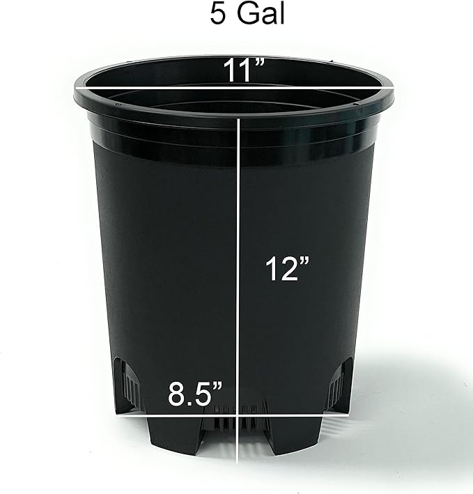 5 Gallon 20-Pack Nursery Pot Black Plastic Planters in Bulk with Drainage for Outdoor Indoor Large Plants Trees CottaPlanters