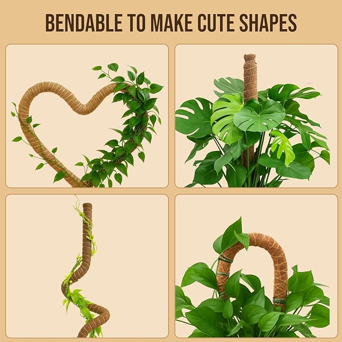 Moss Pole Monstera Plant Support – 2 Pack 28” Bendable Moss Pole Monstera Plant Support, Plant Stakes for Indoor Plants, Tall Plant Sticks Support for Climbing Plants Craft911byLIME