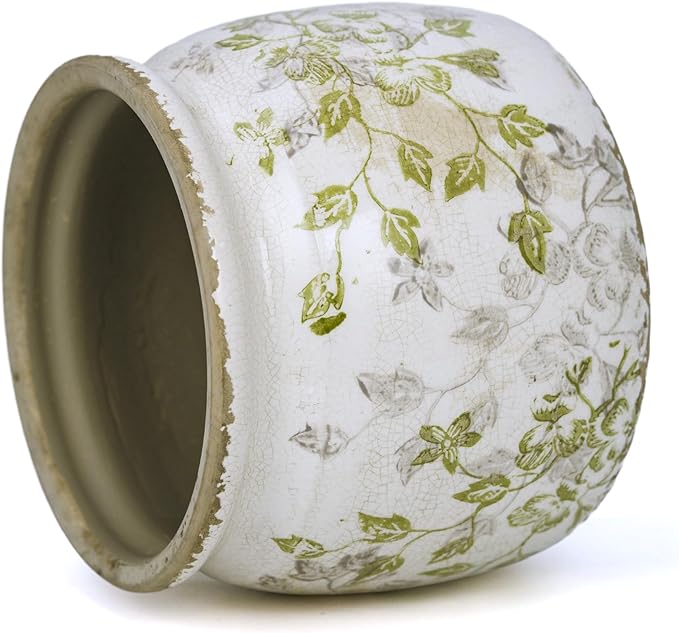 Flower Pot,Vintage Ceramic Pot for Planter with Drainage Holes, 6.29 inch Ice Crack Glazed Indoor Planters Pot for Indoor,Tucan Home Decor,Gardening Gifts (Mid-Century) Dosayes