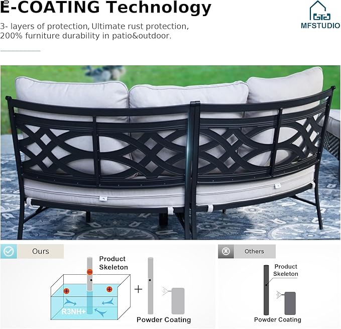 MFSTUDIO Patio Furniture Set, 6 Seats Half-Moon Curved Outdoor Sectional Sofa Conversation Set, Woven Rattan Patio Couch for Backyard, Garden, Deck MFSTUDIO