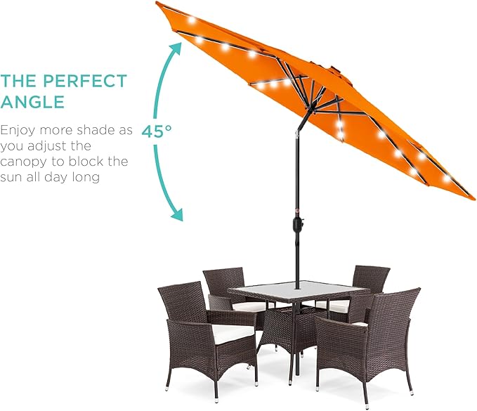 Best Choice Products 10ft Solar Polyester LED Lighted Patio Umbrella w/Tilt Adjustment and UV-Resistant Fabric BestChoiceProducts