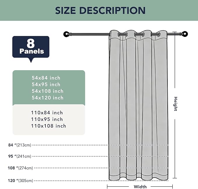 White Outdoor Curtains for Patio Waterproof - 8 Panels Privacy Weatherproof Outside Curtains with Grommets for Pergola, Gazebo, Porch, Cabana, Balcony, 54 x 95 Inch RichSets