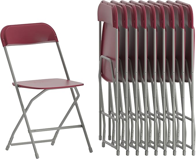 Hercules Series Plastic Folding Chair Red - 10 Pack 650LB Weight Capacity Comfortable Event Chair-Lightweight Folding Chair FlashFurniture