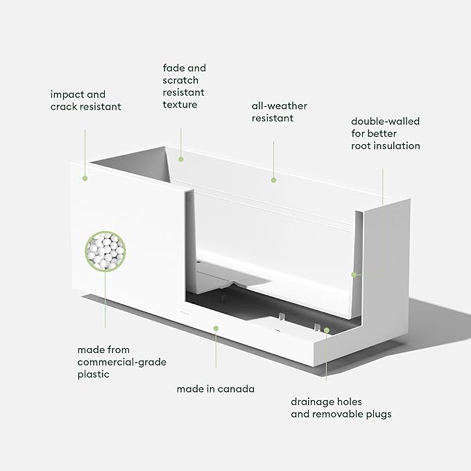 Veradek Block Series Long Box Planter - Large Rectangular Planter for Indoor or Outdoor Patio/Porch | Durable All-Weather Use with Drainage Holes | Modern Décor for Tall Plants, Flowers or Shrubs VeradekOutdoor