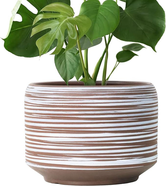 10 Inch Ceramic Plant Pot with Drainage – Large Flower Pot for Indoor Outdoor Plants, Modern Decorative Planter for Patio, Balcony, Garden, or Home Decor Bestseler