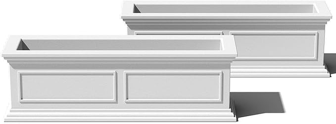 Veradek Brixton Window Box Plastic Planter - Large Rectangular Planter for Outdoor Balcony/Windowsill | Crack-Resistant All-Weather | Classic Estate Design for Flowers, Herbs, Succulents VeradekOutdoor