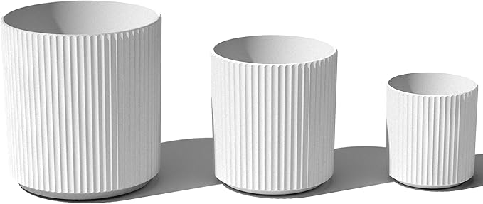 Veradek Demi Series Set of 3 Round Planters for Porch, Patio, Backyard | Durable Plastic-Concrete Material | Modern Décor for Tall Plants, Flower VeradekOutdoor