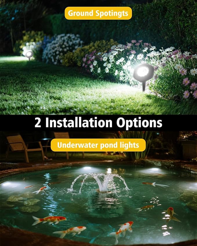 CORESLUX Solar Spot Lights Outdoor Waterproof IP68, 3-in-1 LED Cool Light Solar Landscape Lights, 2 Light Modes Landscape Path Lights for Outside Garden Yard Pond Pathway CORESLUX