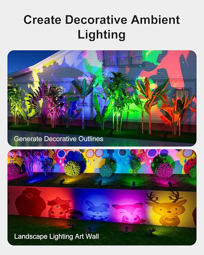 4 Pack Color Changing Solar Spotlights Outdoor Waterproof for Tree, Flower, Plant, Statue, Sign, Decorative wall, Rainbow Lanscape Decor Uplights for House Outside, Yard, Garden, Patio, Pathway, Fence FALOVE