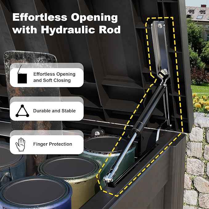 180 Gallon Outdoor Storage Box, Large Resin Deck Box for Patio Furniture Cushion Garden Tools, Waterproof and Lockable Design(Black)