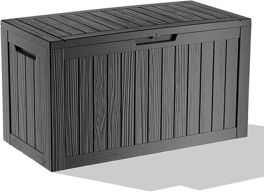 90 Gallon Waterproof Outdoor Storage Box,Resin Deck Box,Lockable Outside Storage Box Container for Patio Furniure,Garden,Tools (90 Gallon,Black) MAIUSCOLI