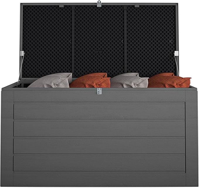 Cosco Outdoor Living 88180BGY1E Cosco Outdoor Patio Storage, Extra Large, 180 Gallons, Charcoal Deck Box, Black/Gray CoscoProducts