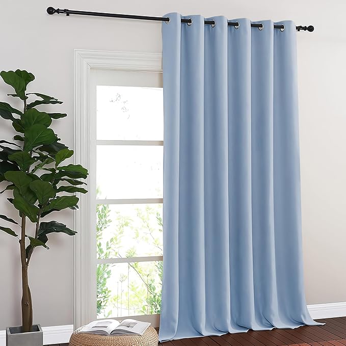 NICETOWN Blackout Curtains & Drapes - Privacy Thermal Efficiency Backdrop Curtains for Bedroom Room Divider Living Room Patio Sliding Glass Door, Wide 80 x Long 144 inch, Vintage Blue, 1 Panel NICETOWN
