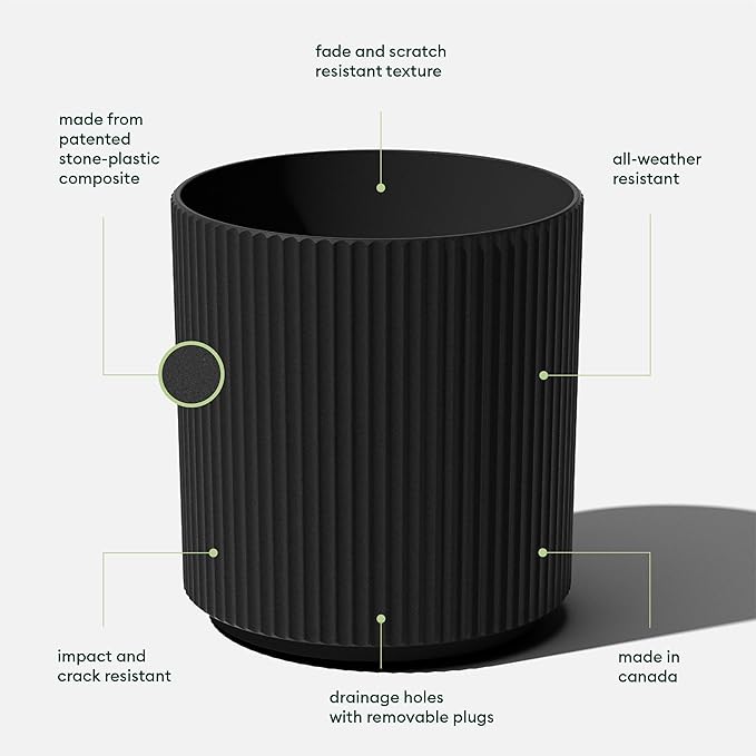 Veradek Round Demi Planter Pots for Indoor/Outdoor Garden Use, Made from Plastic-Concrete Mix with Drainage Holes, Perfect for Small to Large Succulent Plants, Flowers, Modern Interior Plants VeradekOutdoor