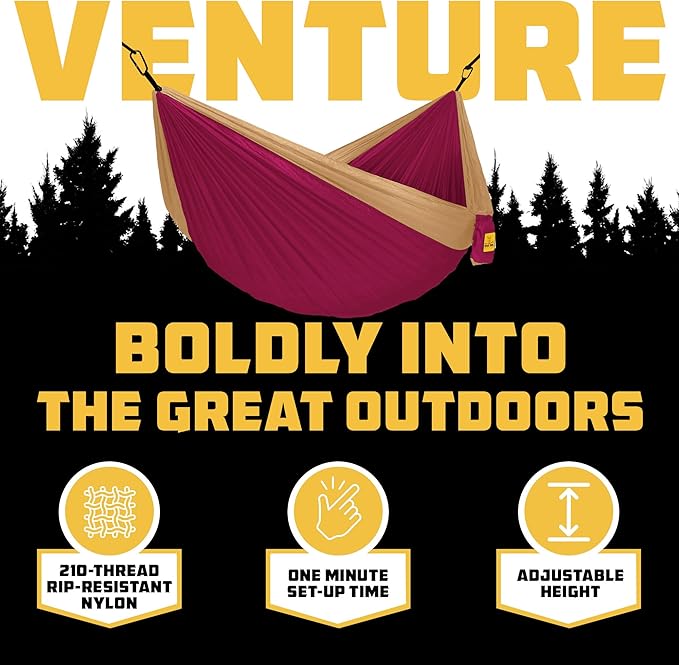 Wise Owl Outfitters Camping Hammock – 500lbs Portable Hammock with Tree Straps - Travel, Backpacking, Hiking, Outdoors Camping Gear - Single or Double WiseOwlOutfitters