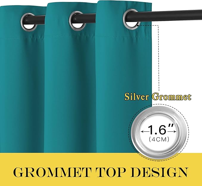 NICETOWN Extra Wide Blackout Sliding Door Curtain - Insulated Noise Reduction Drapes, Privacy Vertical Blind for Living Room & Bedroom (Peacock Teal, W100 x L95, 1 Panel) NICETOWN