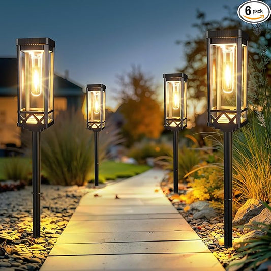 KOOPER Taller Solar Pathway Lights Outdoor, 6 Pack Upgraded Brighter Solar Garden Lights Solar Powered, Up To 15 Hours Outdoor Solar Lights for Yard Landscape Lighting Path Walkway Driveway Sidewalk KOOPER