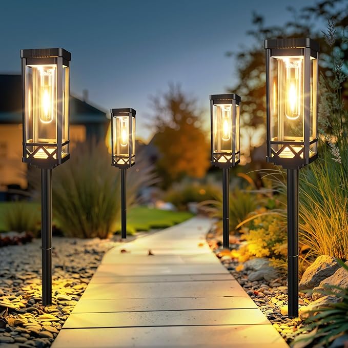 KOOPER Taller Solar Pathway Lights Outdoor, 12 Pack Upgraded Brighter Solar Garden Lights Solar Powered, Up to 15 Hours Outdoor Solar Lights for Yard Landscape Lighting Path Walkway Driveway Sidewalk KOOPER