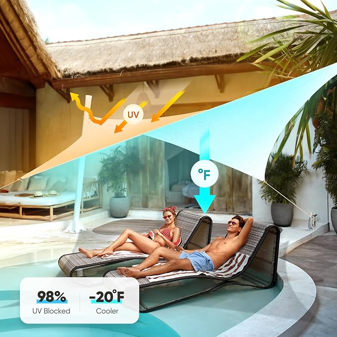 Quictent 20x26ft Sun Shade Sail for Patio, 185GSM Heavy Duty Rectangular Outdoor Sunshades UV Block Outside Canopy Cover for Backyard White QUICTENT