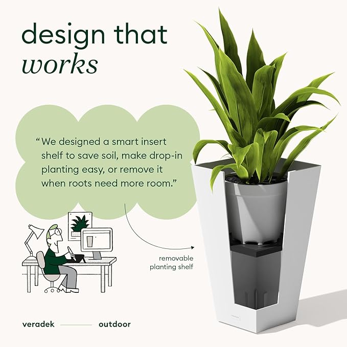 Veradek V-Resin Indoor/Outdoor Taper Planter (26 inch, White) VeradekOutdoor