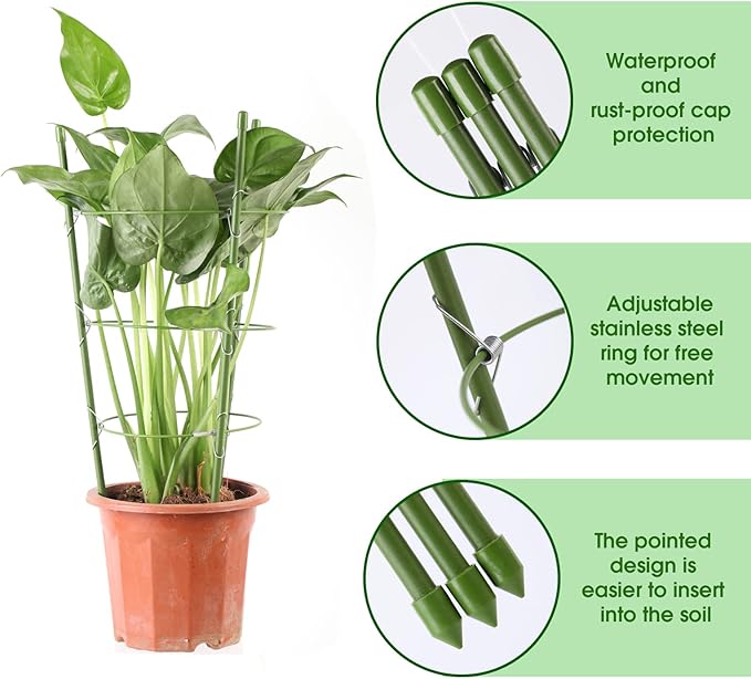 8 Pack Tomato Cage Plant Support Cages for Garden, 18 inches Tomato Trellis for Climbing Plants, Upgrade Garden Plant Stakes with Adjustable Ring, Tomato Rings for Support Kgozwon