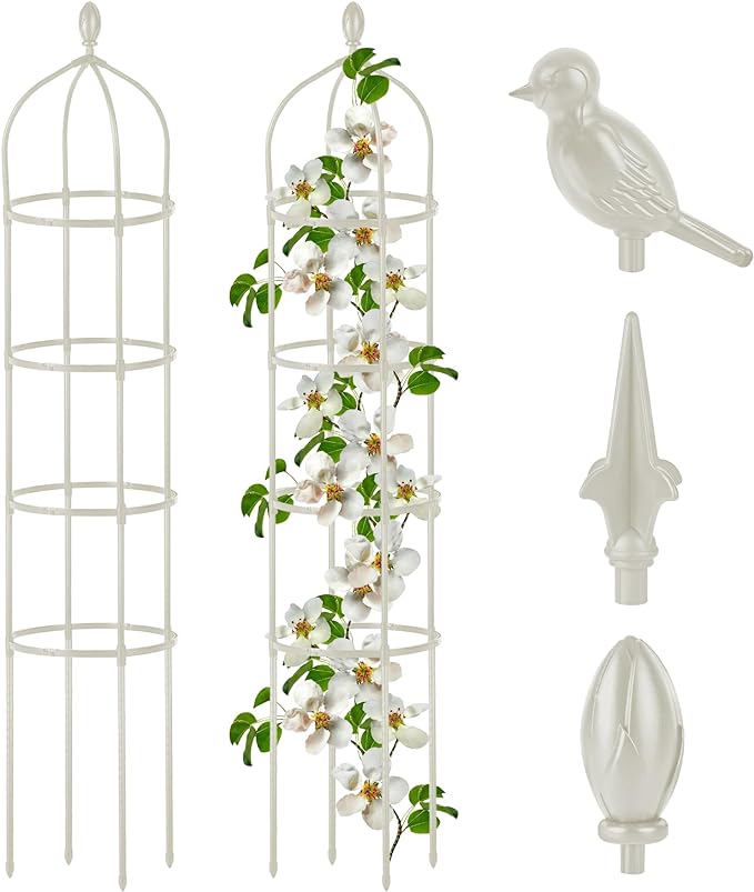 Garden Obelisk Trellis for Climbing Plants Outdoor 6 Ft Rose Bush Round Trellis for Pots Rustproof Metal Plant Flower Trellises for Clematis Vine Jasmine Support Outdoor Indoor Miuwauer