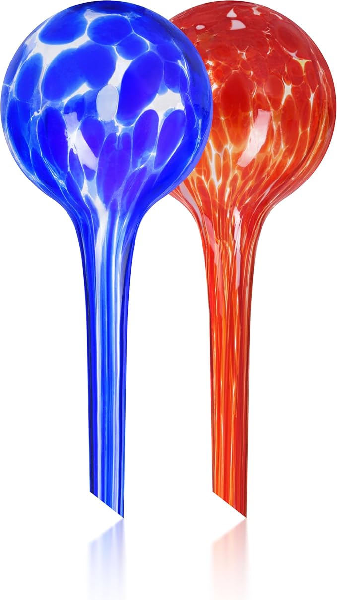 Plant Watering Globes Set of 2 - Small Self Watering Globes for Indoor & Outdoor Plants - Multicolored, Automatic, Glass Watering Bulbs for Daily Use, Plant Watering Devices MissionGallery
