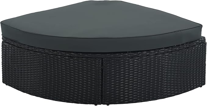 Merax 7-Piece Outdoor Wicker Sectional Sofa Set,Modular Rattan Conversation Set with Gray Cushions,Striped Green Pillows & Tempered Glass Coffee Table for Patio,Garden,Deck,Black Merax