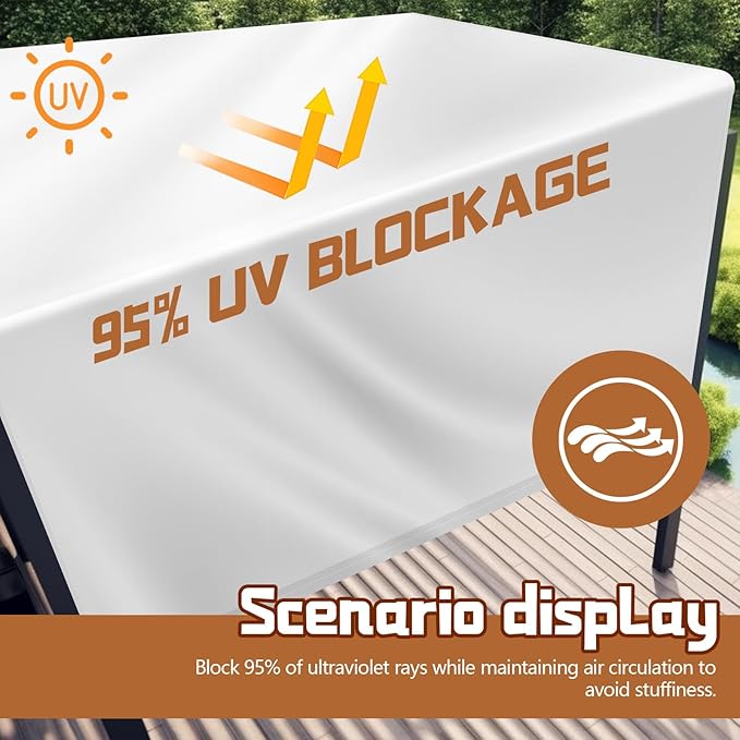 Universal Pergola Replacement Canopy Outdoor Canopy Shade Cover Waterproof Shade Top Cover for Outdoor Patio Porch Backyard(12 x 10 ft,Beige) Wowangce