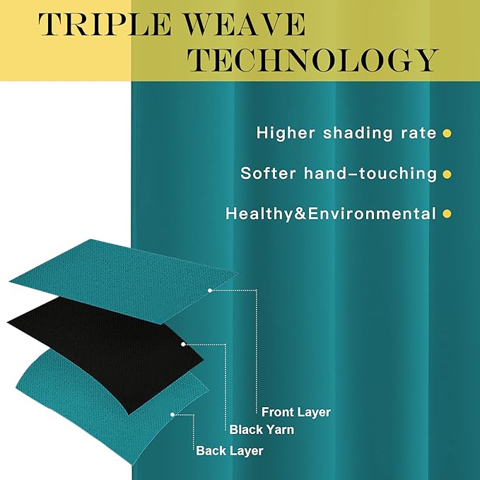 NICETOWN Extra Wide Blackout Sliding Door Curtain - Insulated Noise Reduction Drapes, Privacy Vertical Blind for Living Room & Bedroom (Peacock Teal, W100 x L95, 1 Panel) NICETOWN