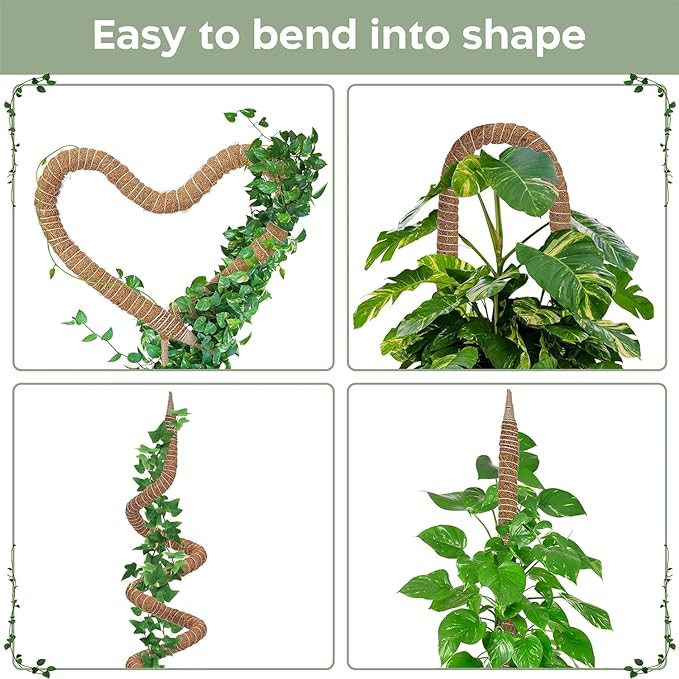 4 Pack 48'' Bendable Moss Pole Monstera Plant Support for Climbing Indoor Plants - Stakes for Potted Climbers - Tall Sticks Indoor Trellis for Houseplants - Accessories for Monstera Pot K-BRANDS