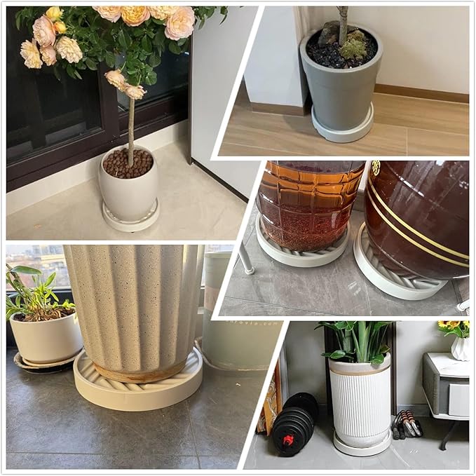 2 Pack Plant Caddy with Wheels, 10" Rolling Plant Stand 165 LBS Heavy Duty with Hidden 360 ° Rotating Silent Wheel Wheels for Outdoor Indoor Large Plant Pots, Flower Pot, Patio JAOXISOU