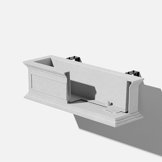 Veradek Brixton Series Plastic Railing Planter - Rectangular Planter for Outdoor Deck/Balcony | Crack-Resistant with Adjustable Rail Attachment | Classic Estate Design for Herbs, Succulents, Flowers VeradekOutdoor